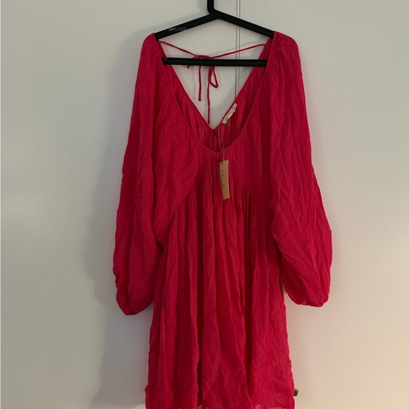 Anthropologie Fuchsia dress balloon v neck Let Me Be NWT - Picture 2 of 6